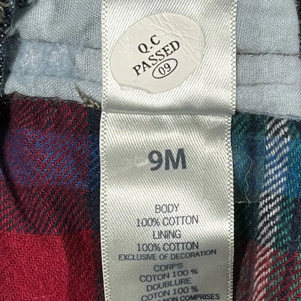 OshKosh B'Gosh Denim Overalls 9M Dark Wash Plaid Lined‎ Baby